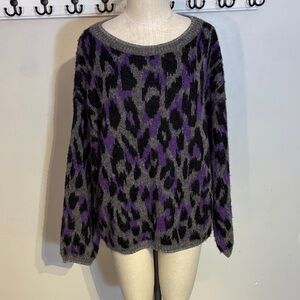 Liu Jo Gray and Purple Patterned Sweater